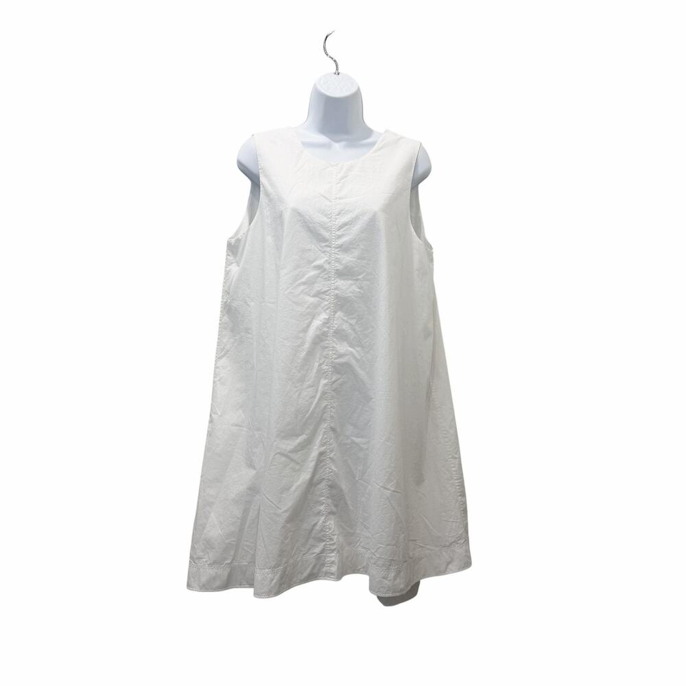 COS Dress Womens 12 White Cotton Sleeveless Scoop Neck Swing Trapeze Knee Length